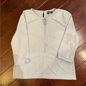 Karl Lagerfeld Soft Blue Top with Lace Trim